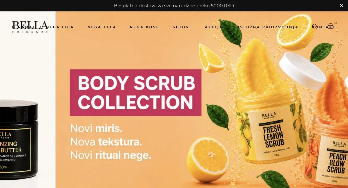 A weboldal kezdőlapjának képernyőképe — Bella Kozmetika