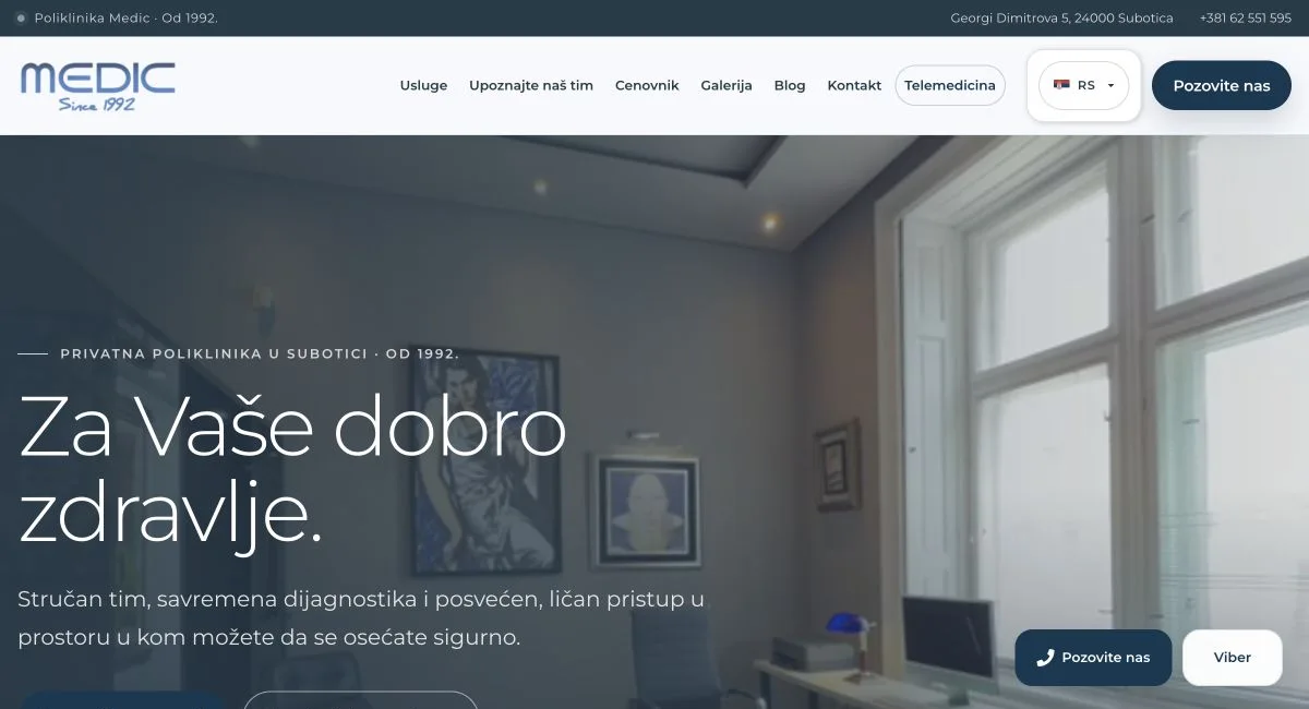 A weboldal kezdőlapjának képernyőképe — Poliklinika Medic