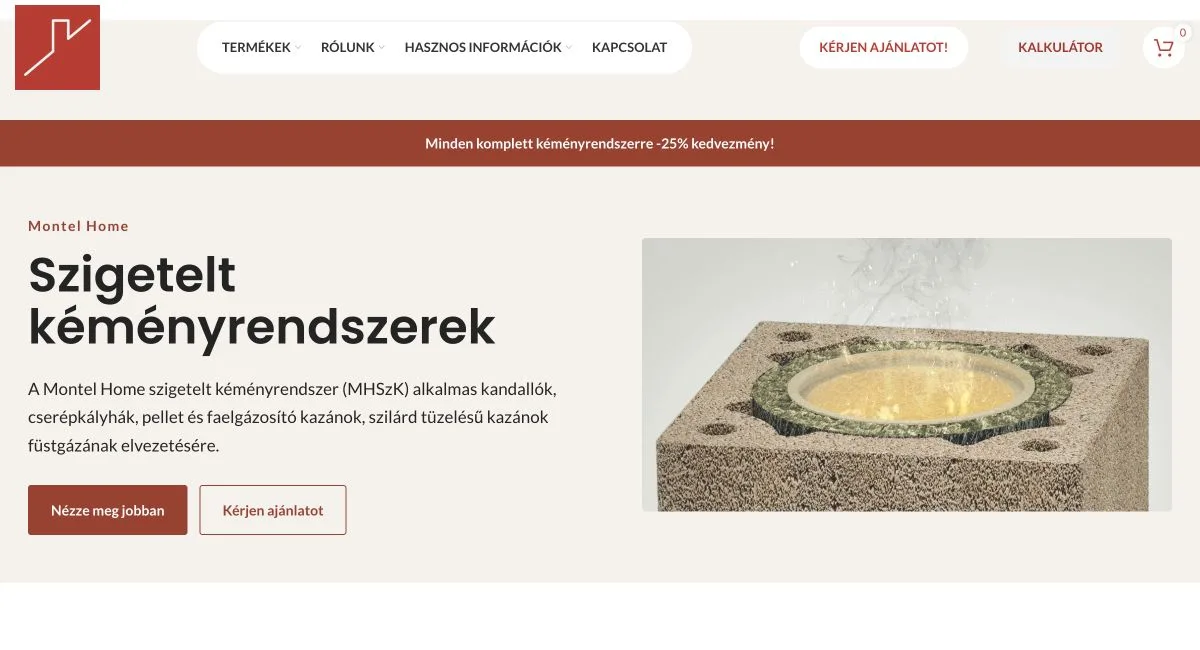 A weboldal kezdőlapjának képernyőképe — Montel