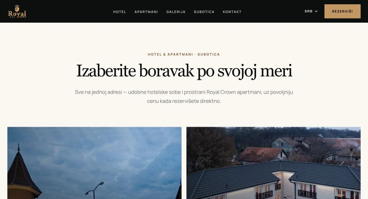 A weboldal kezdőlapjának képernyőképe — Hotel Royal