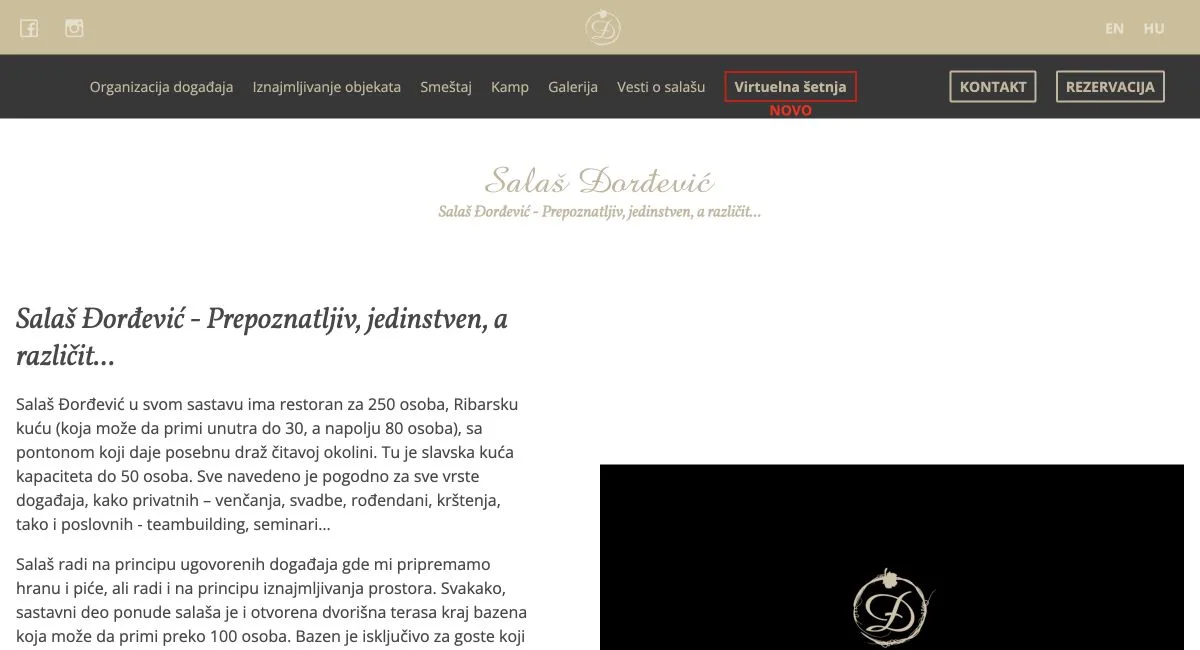 A weboldal kezdőlapjának képernyőképe — Salaš Đorđević